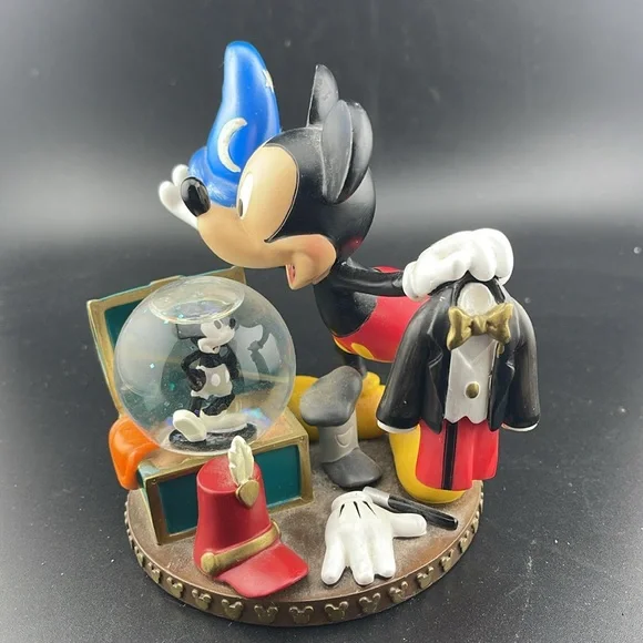 Disney Parks Mickey Mouse Snow Globe Steamboat Willie Fantasia Trunk Figurine - Picture 2 of 4